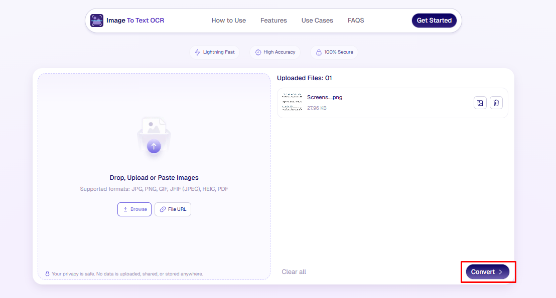 Image to Text OCR File Conversion