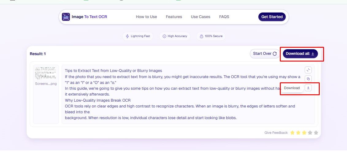 Image to Text OCR Result
