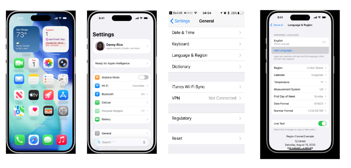 Image with steps to enable live text on iphone